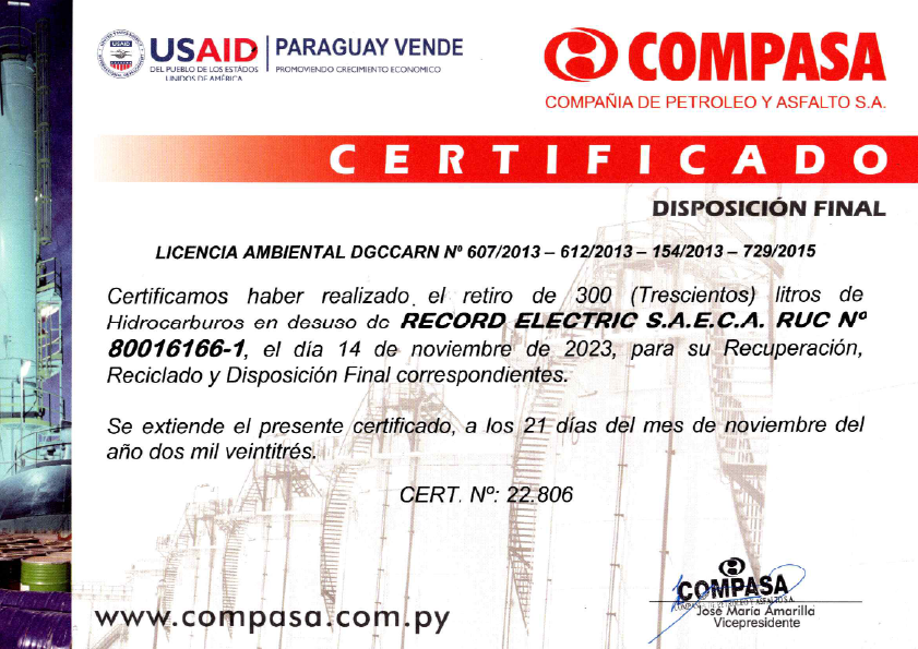 Certificado COMPASA 01