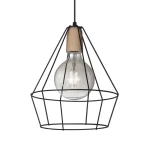 COLGANTE 1L E27 Ø30CM NEGRO MADERA DIAMOND RELUX 01