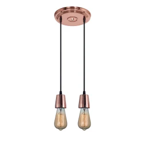 COLGANTE METALICO COBRE 3L E27 CON CABLE TEXTIL 1MTS ROJO SAN JUSTO 01