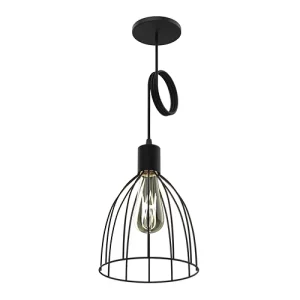 COLGANTE VINTAGE 1L E27 JAULA CONICA NEGRO SPOTS LINE 01