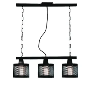 COLGANTE LINEAL NEGRO 3L E27 Y PANTALLA DE MALLA Ø15CM H13CM SAN JUSTO 01