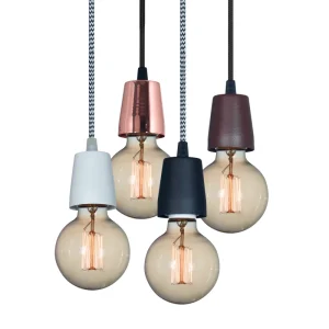 COLGANTE METALICO COBRE 1L E27 CON CABLE TEXTIL 2M NEGRO SAN JUSTO 01