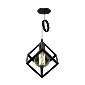 COLGANTE METALICO 1L E27 CUBO 02 NEGRO SPOTS LINE 01