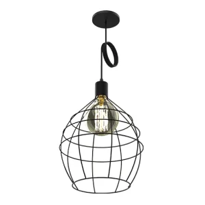 COLGANTE VINTAGE 1L E27 JAULA GLOBO NEGRO SPOTS LINE 01