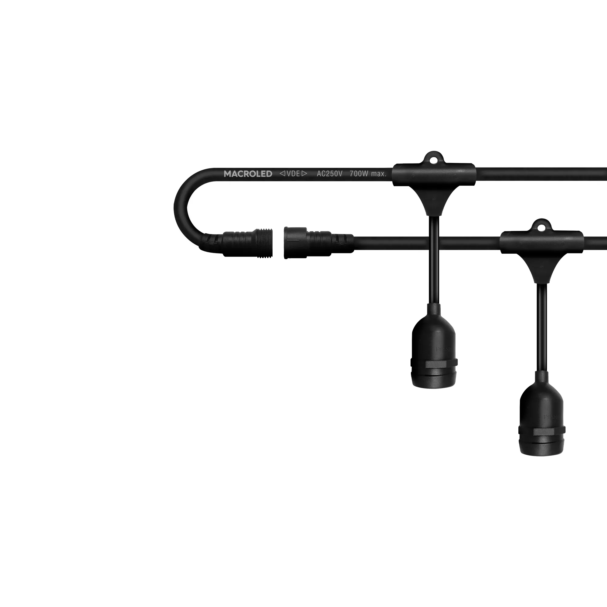 GUIRNALDA E27 10L X 5MTS 700W 250V NEGRO IP66 MACROLED 01 GUIRNALDA E27 10L X 5MTS 700W 250V NEGRO IP66 MACROLED 01