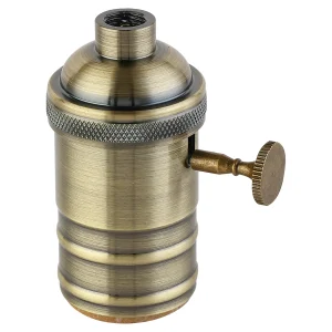 PORTALAMP ALUMINIO E27 C/ PERILLA BRONCE MACROLED 01