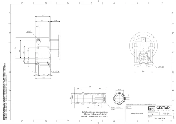REDUCTOR VERTIMAX WCG20 V05 2 1:27,56 BCC IEC 100 B5 P1 EJE HUECO WEG-CESTARI - Imagen 2